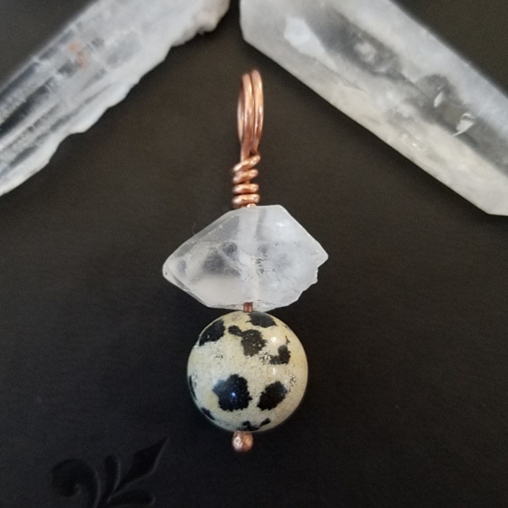 Quartz & Dalmatian Stone Charm for Pets & People